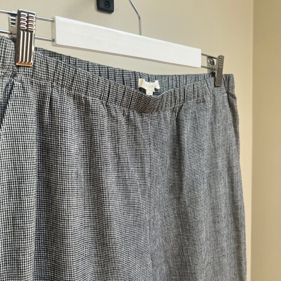 Eileen Fisher Hemp Organic Cotton Linen Grid Ankle Pants - Picture 2 of 8
